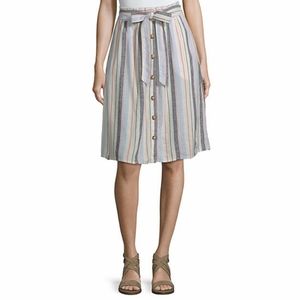 NWT a.n.a  Multi Stripe Button Front Skirt Size 14